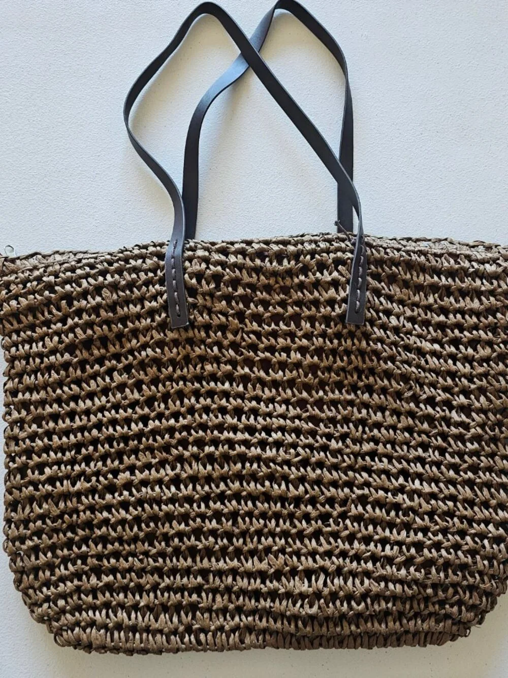 3 Pack of Woven Straw & Leather Tote Bags | Boho Summer Totes | Unbranded